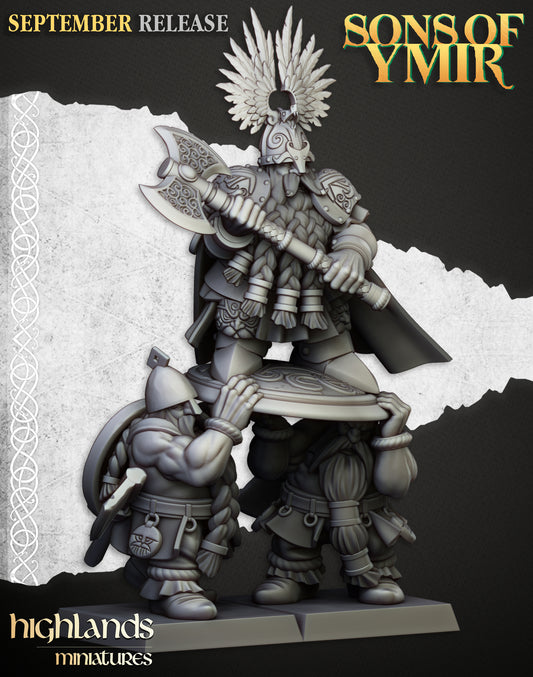 King Ulric of Thrym-Heim (Dwarf King on Shield) - Highlands Miniatures