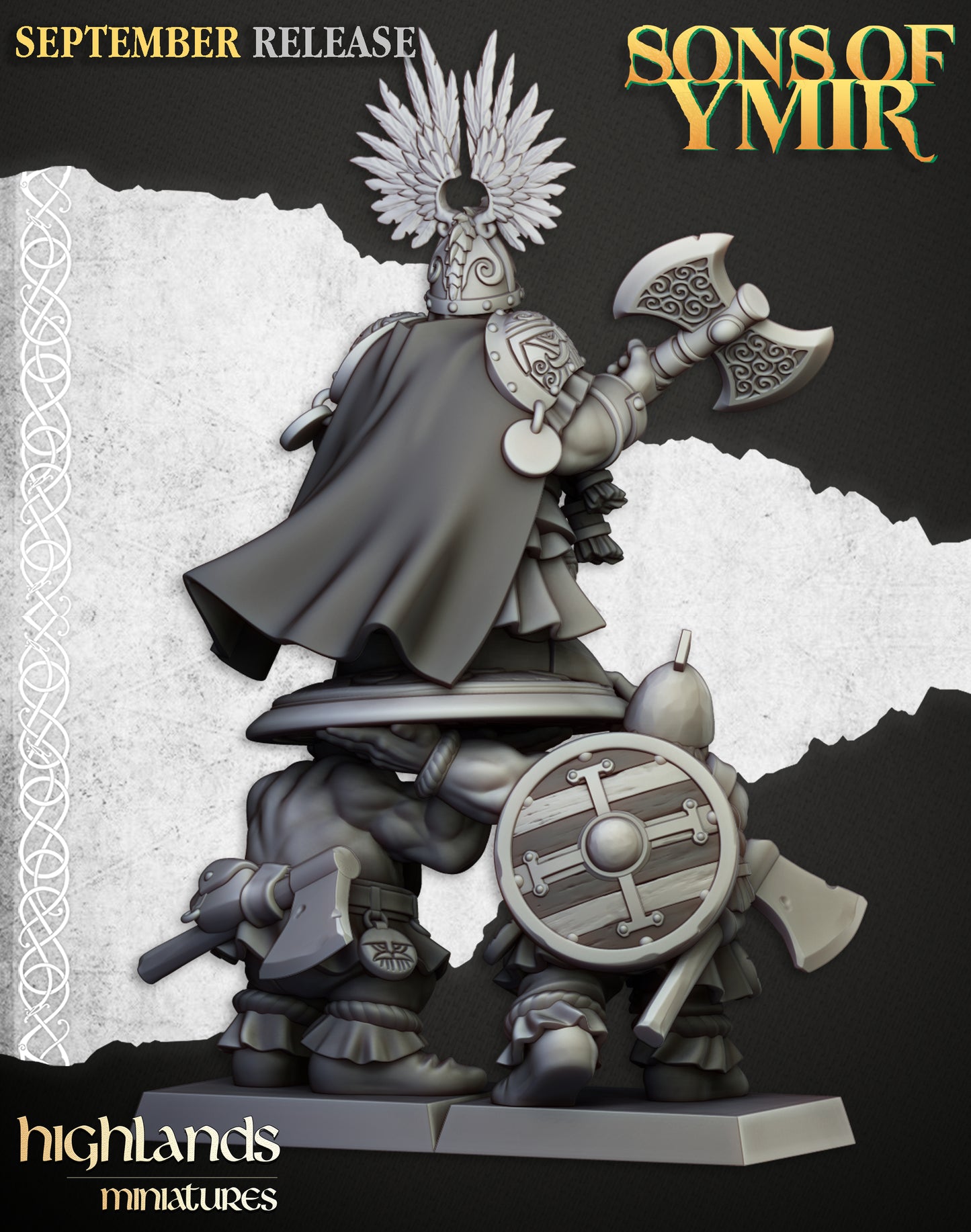 King Ulric of Thrym-Heim (Dwarf King on Shield) - Highlands Miniatures