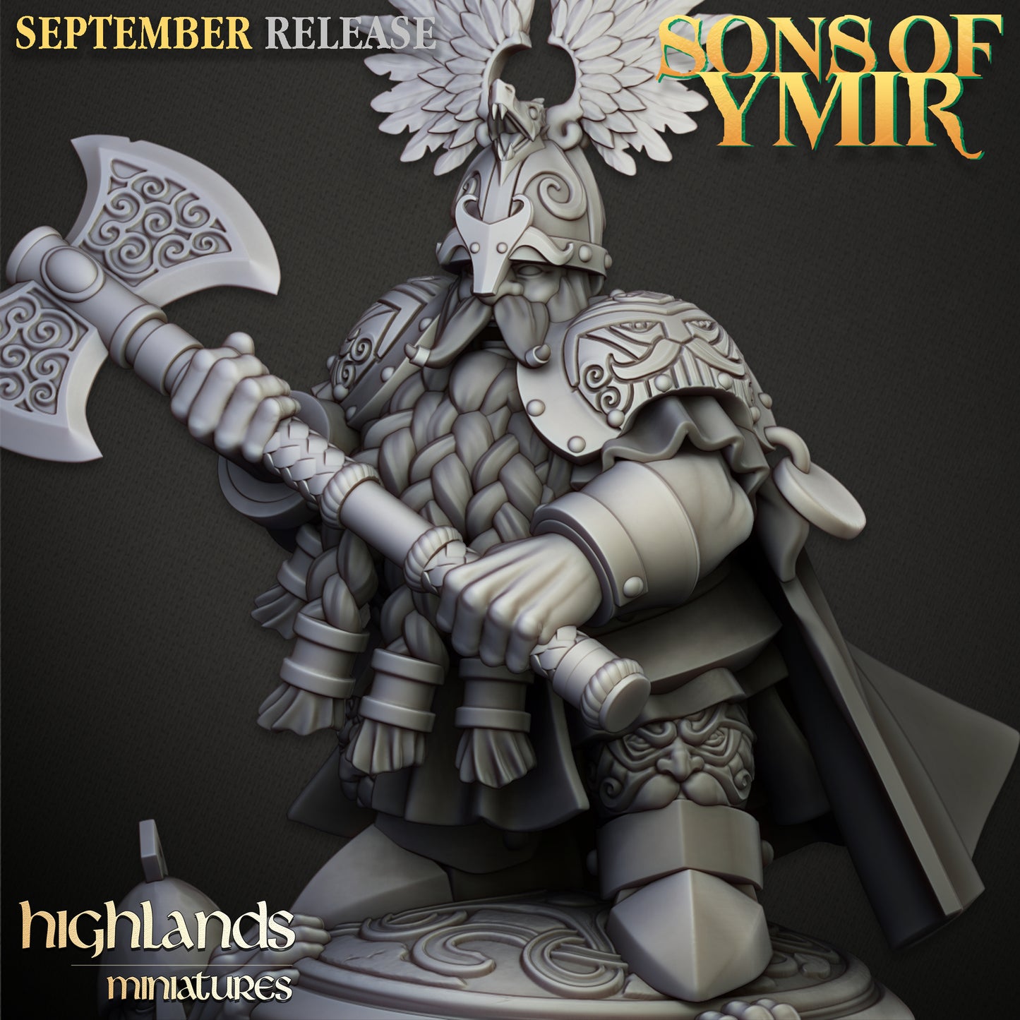 Roi Ulric de Thrym-Heim (Roi Nain sur Bouclier) - Highlands Miniatures