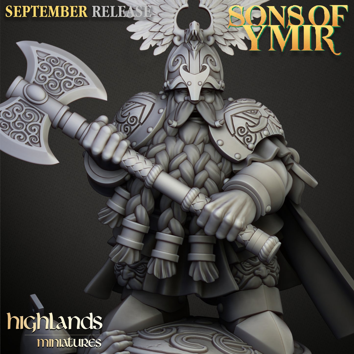 King Ulric of Thrym-Heim (Dwarf King on Shield) - Highlands Miniatures