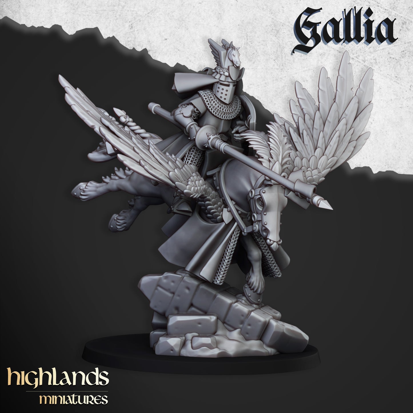 Gallia-Ritter auf Pegasus - Highlands Miniatures