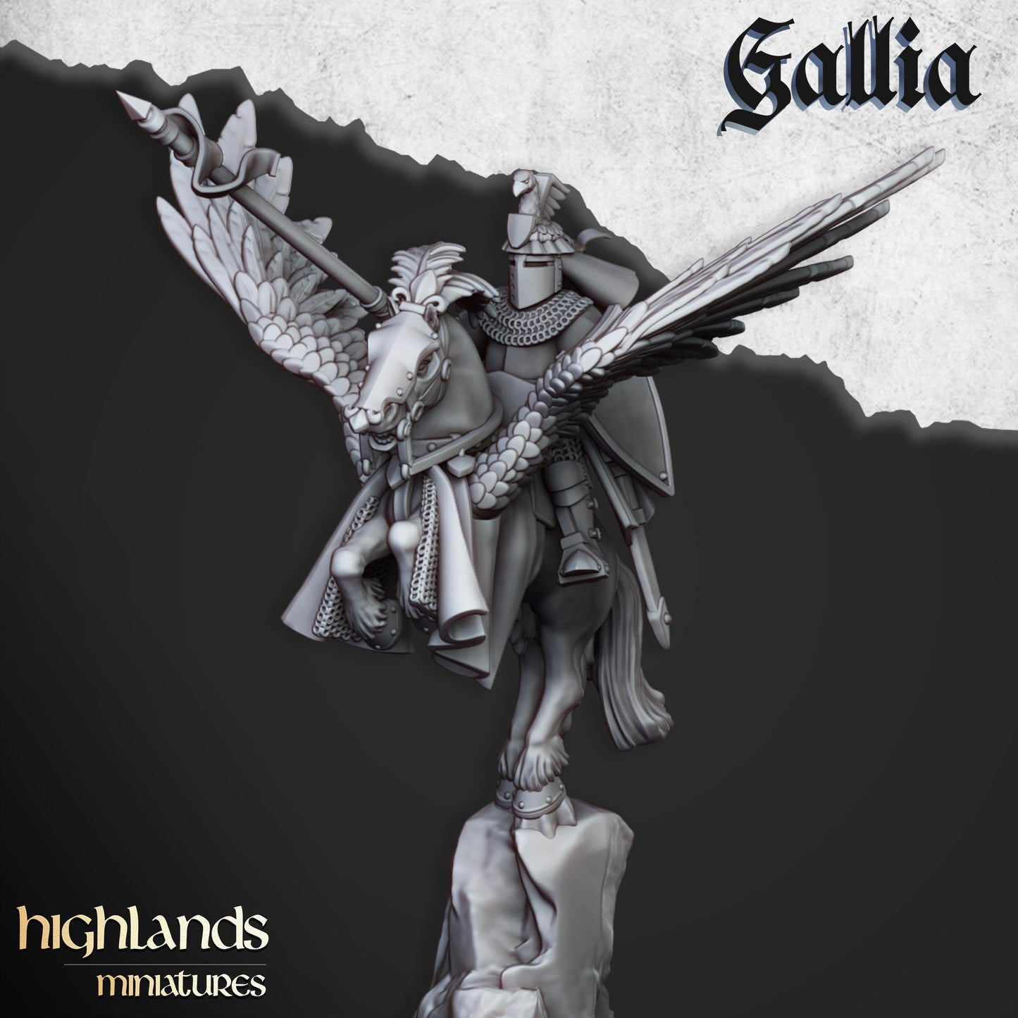 Gallia-Ritter auf Pegasus - Highlands Miniatures