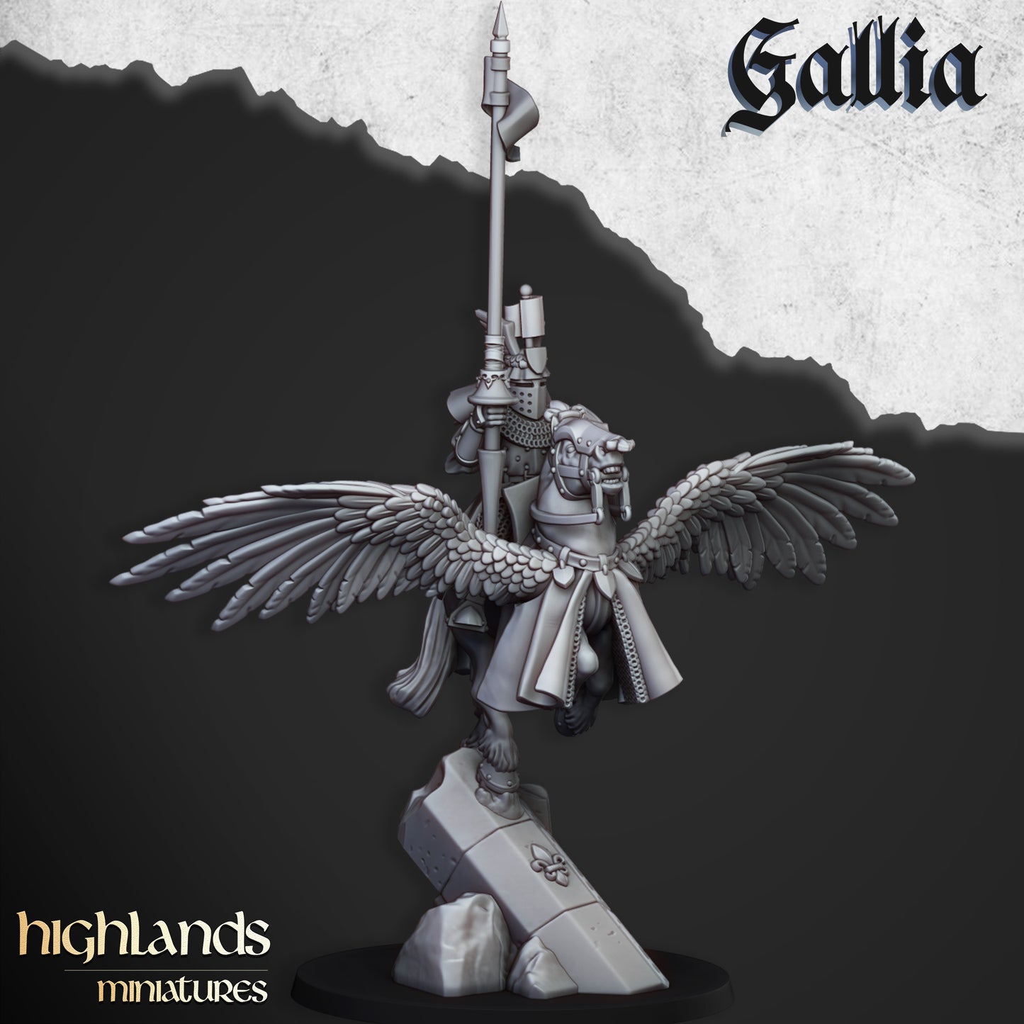 Gallia-Ritter auf Pegasus - Highlands Miniatures