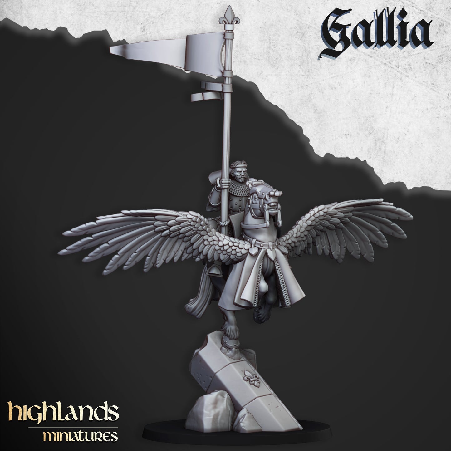 Gallia-Ritter auf Pegasus - Highlands Miniatures