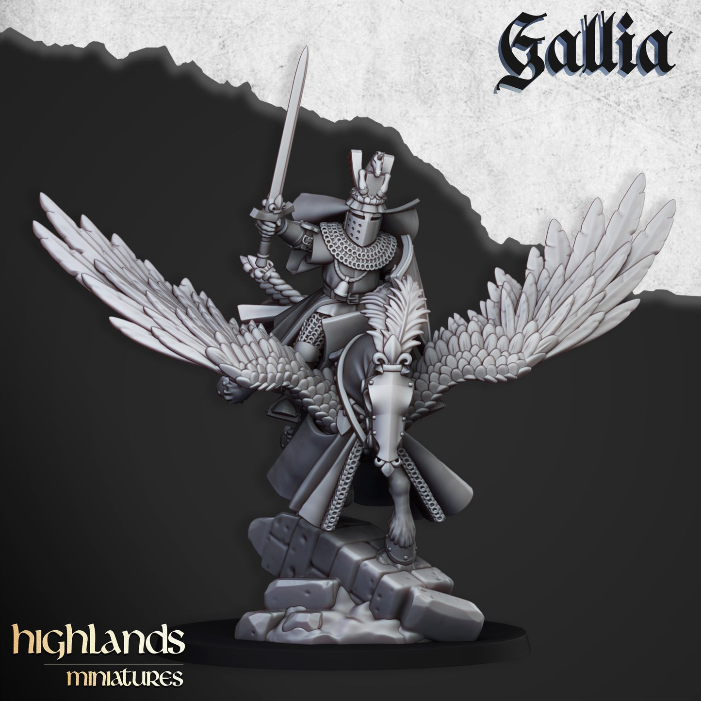 Gallia-Ritter auf Pegasus - Highlands Miniatures