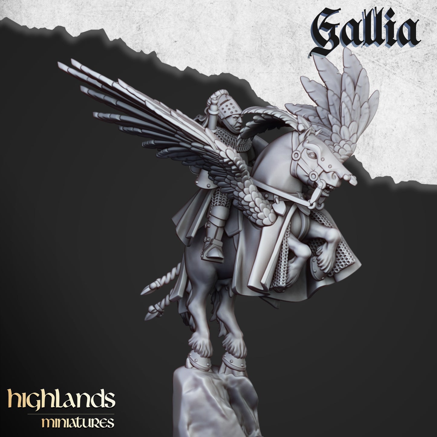 Gallia-Ritter auf Pegasus - Highlands Miniatures