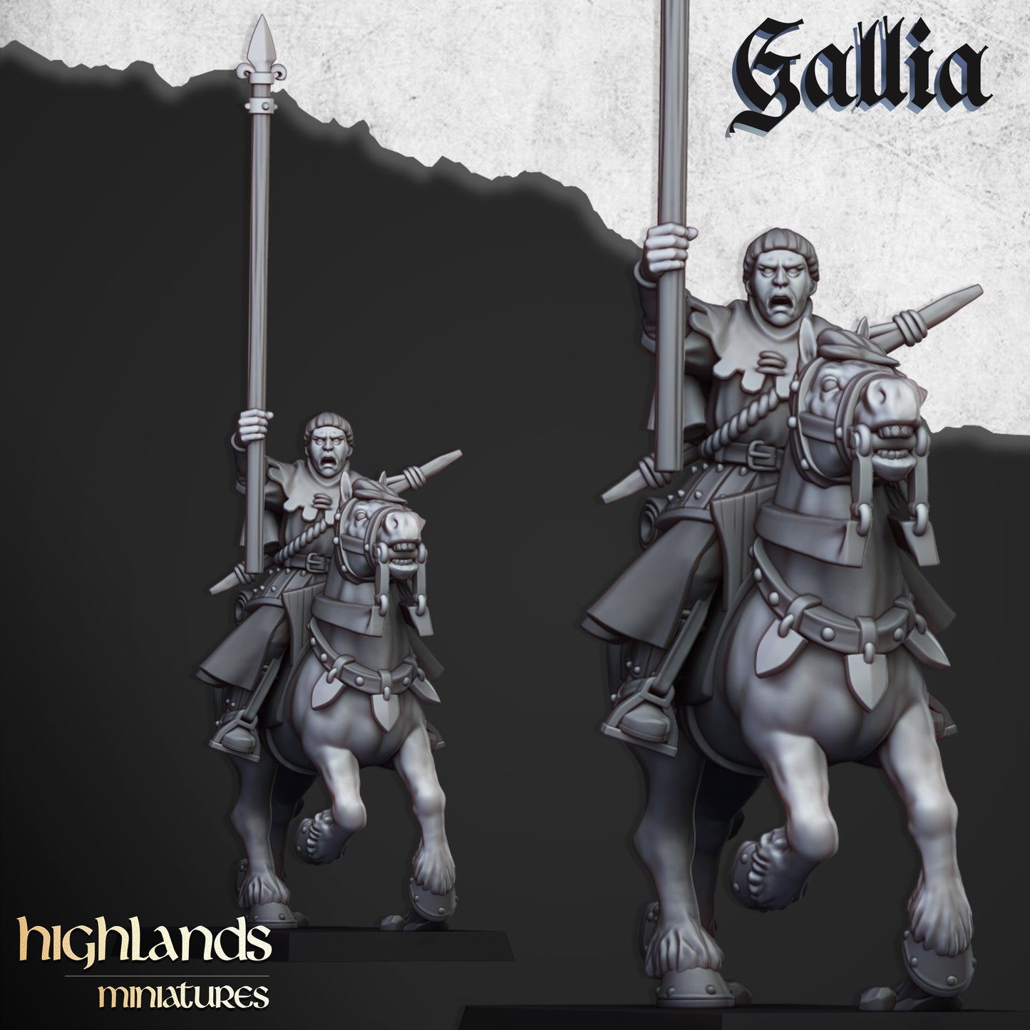 Mounted Men at Arms - Highlands Miniatures