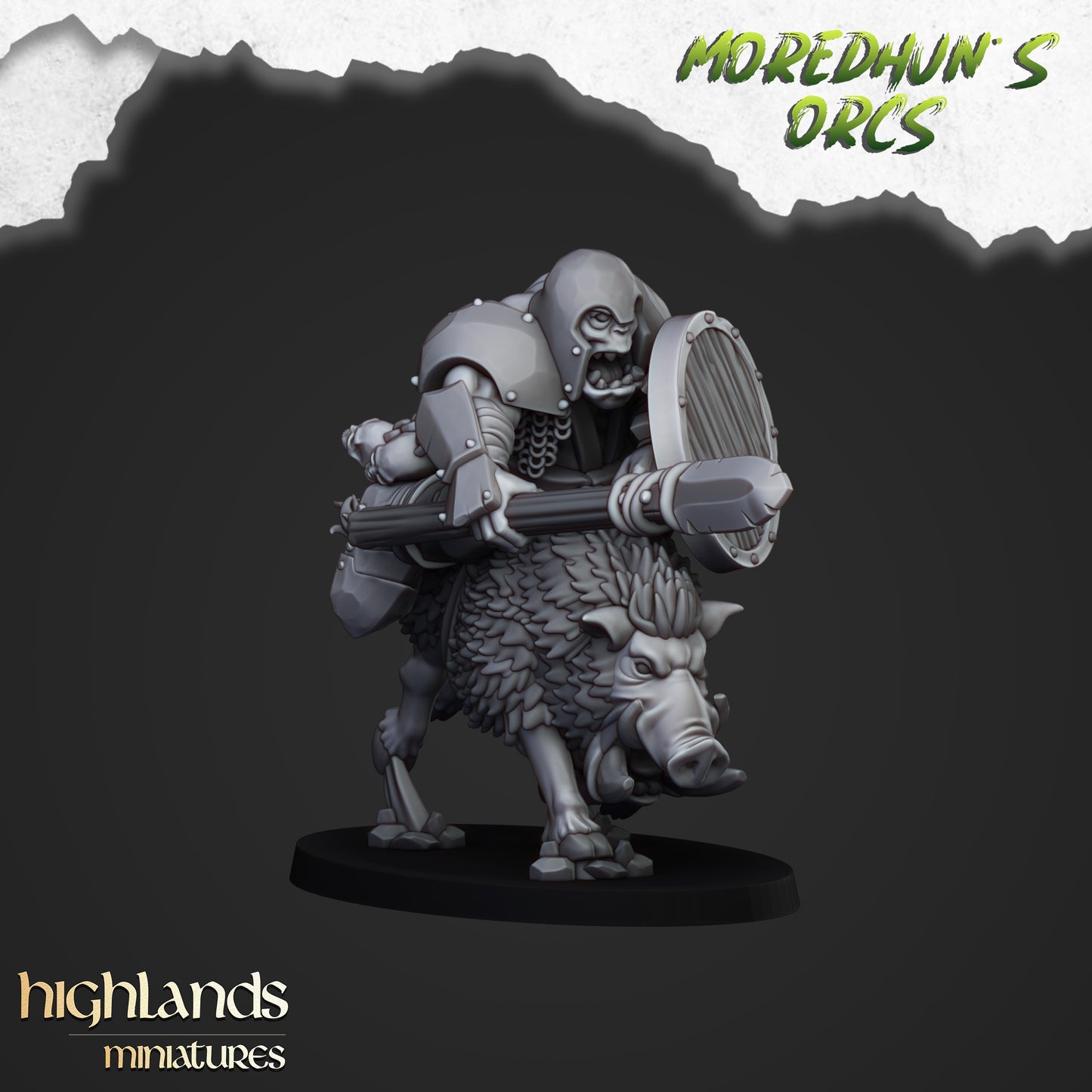 Mounted Orcs with spears on Boars - Highlands Miniatures