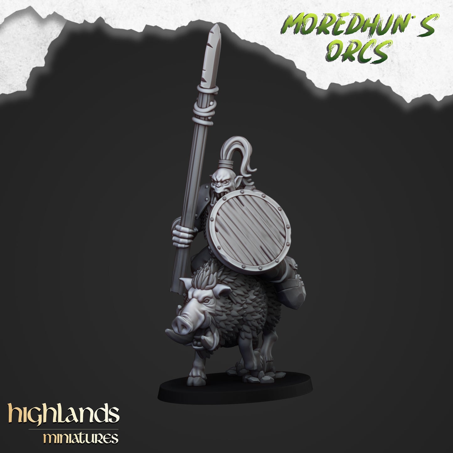 Mounted Orcs with spears on Boars - Highlands Miniatures