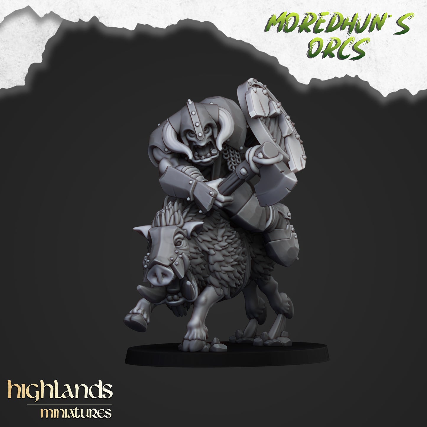 Mounted Orcs with spears on Boars - Highlands Miniatures