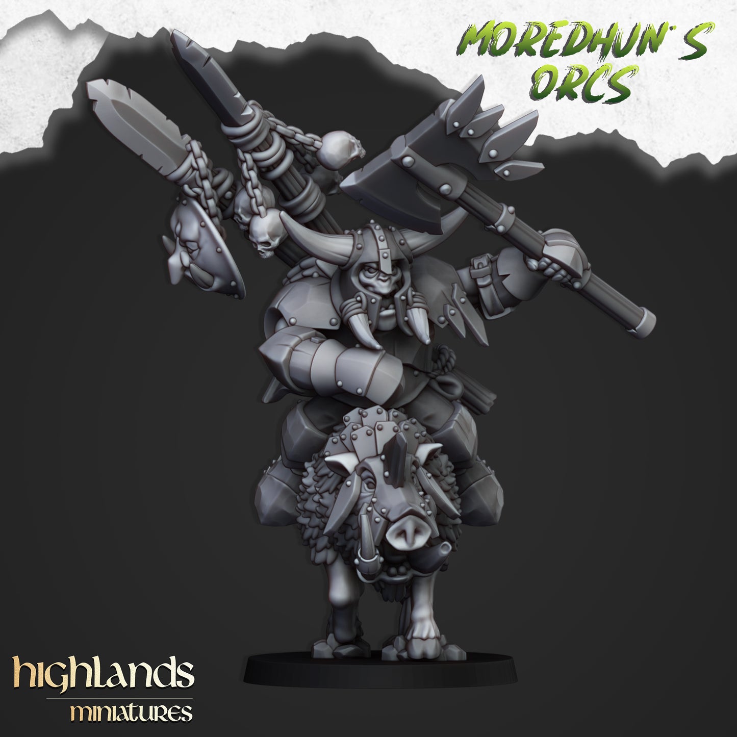 Ork-Häuptling zu Pferd - Highlands Miniatures