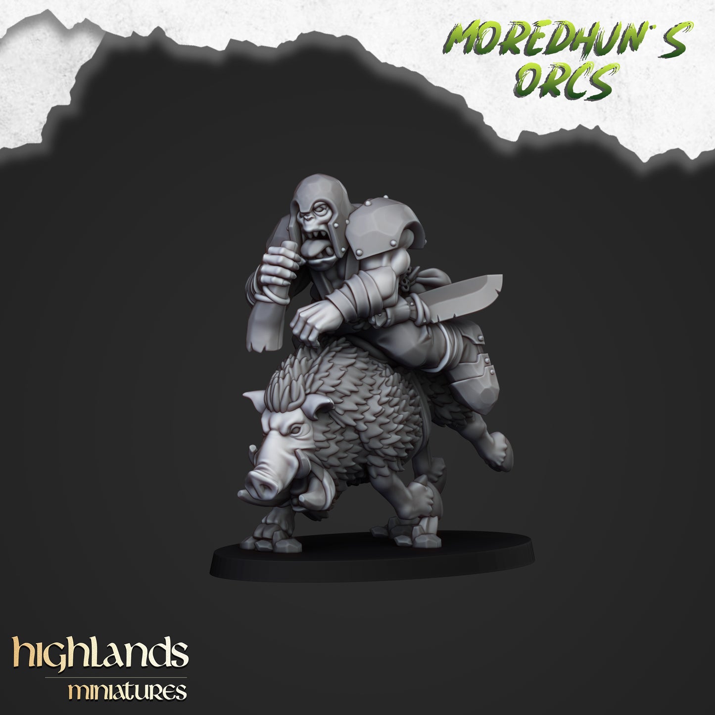 Mounted Orcs with spears on Boars - Highlands Miniatures