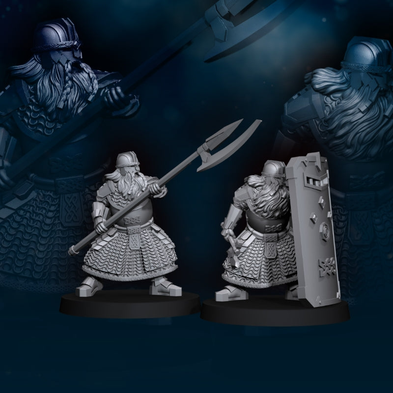 4x Crypt Dwarf Guard Spear and Shield - Davale Games