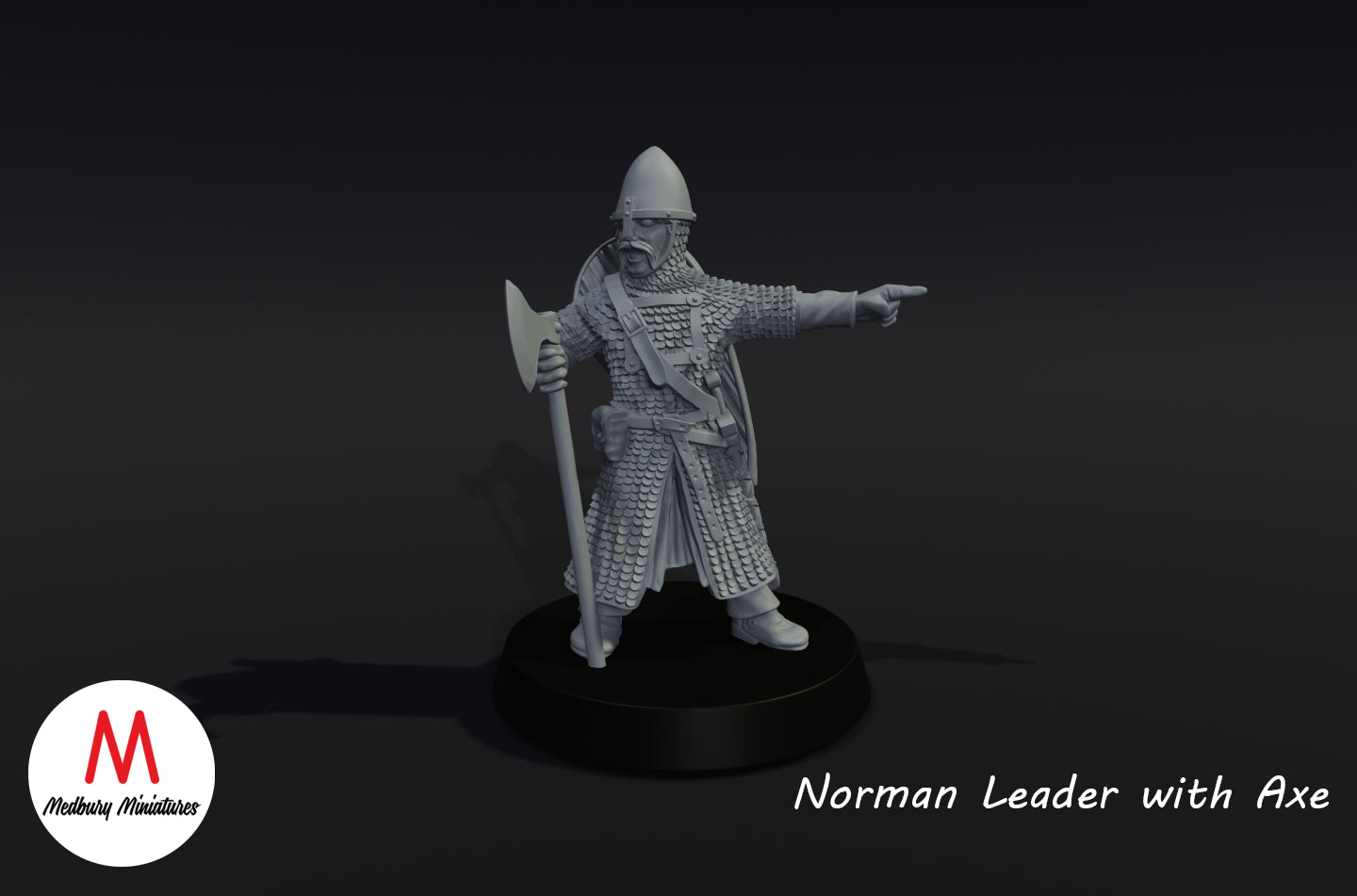 Normannischer Kommandant in Rüstung mit Axt - Medbury Miniatures