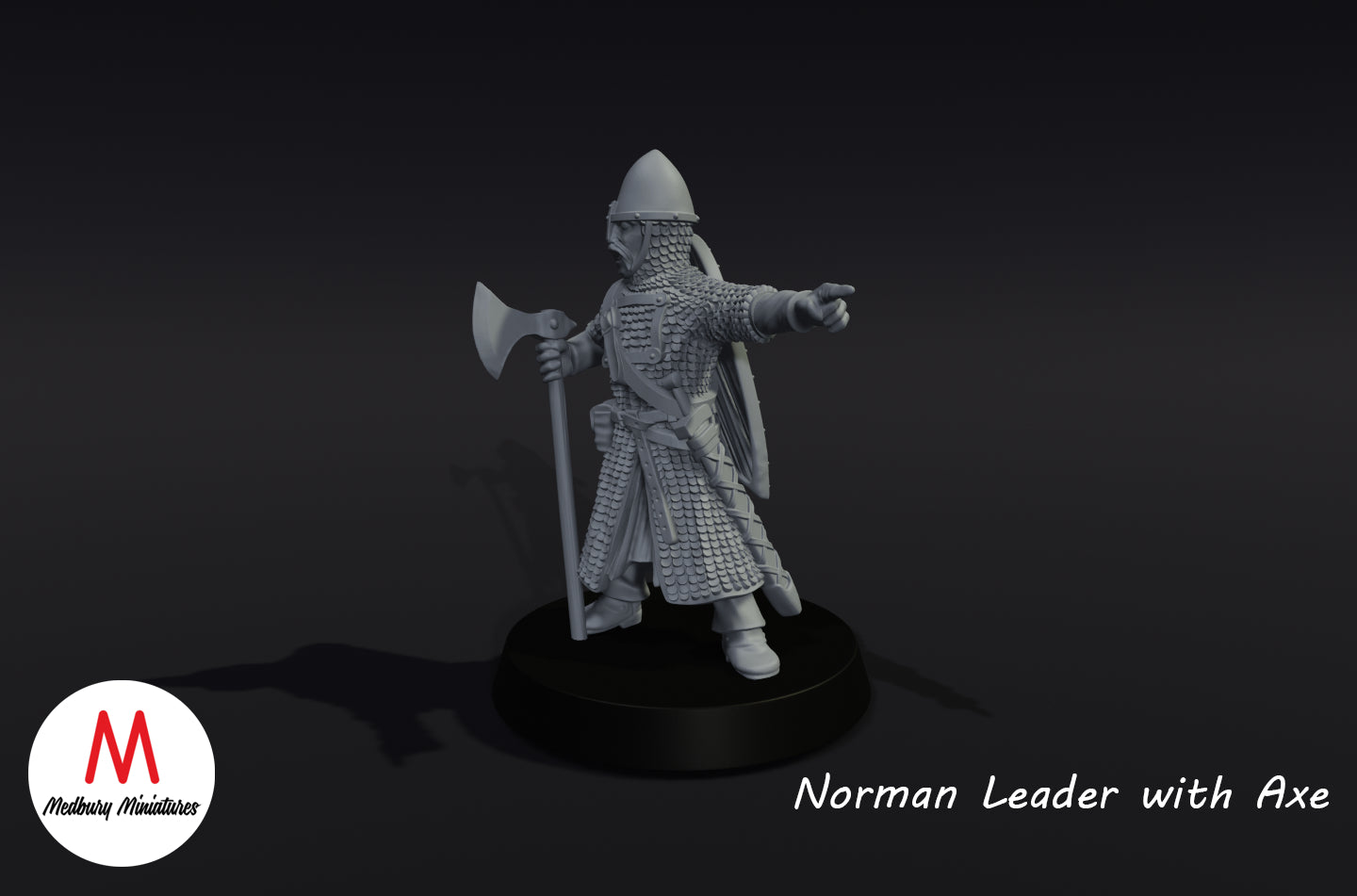 Normannischer Kommandant in Rüstung mit Axt - Medbury Miniatures