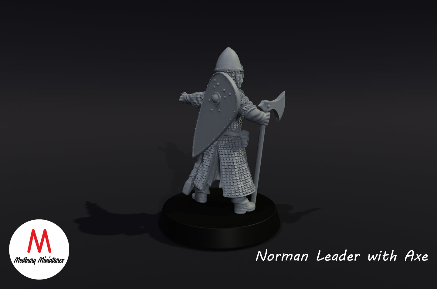 Normannischer Kommandant in Rüstung mit Axt - Medbury Miniatures