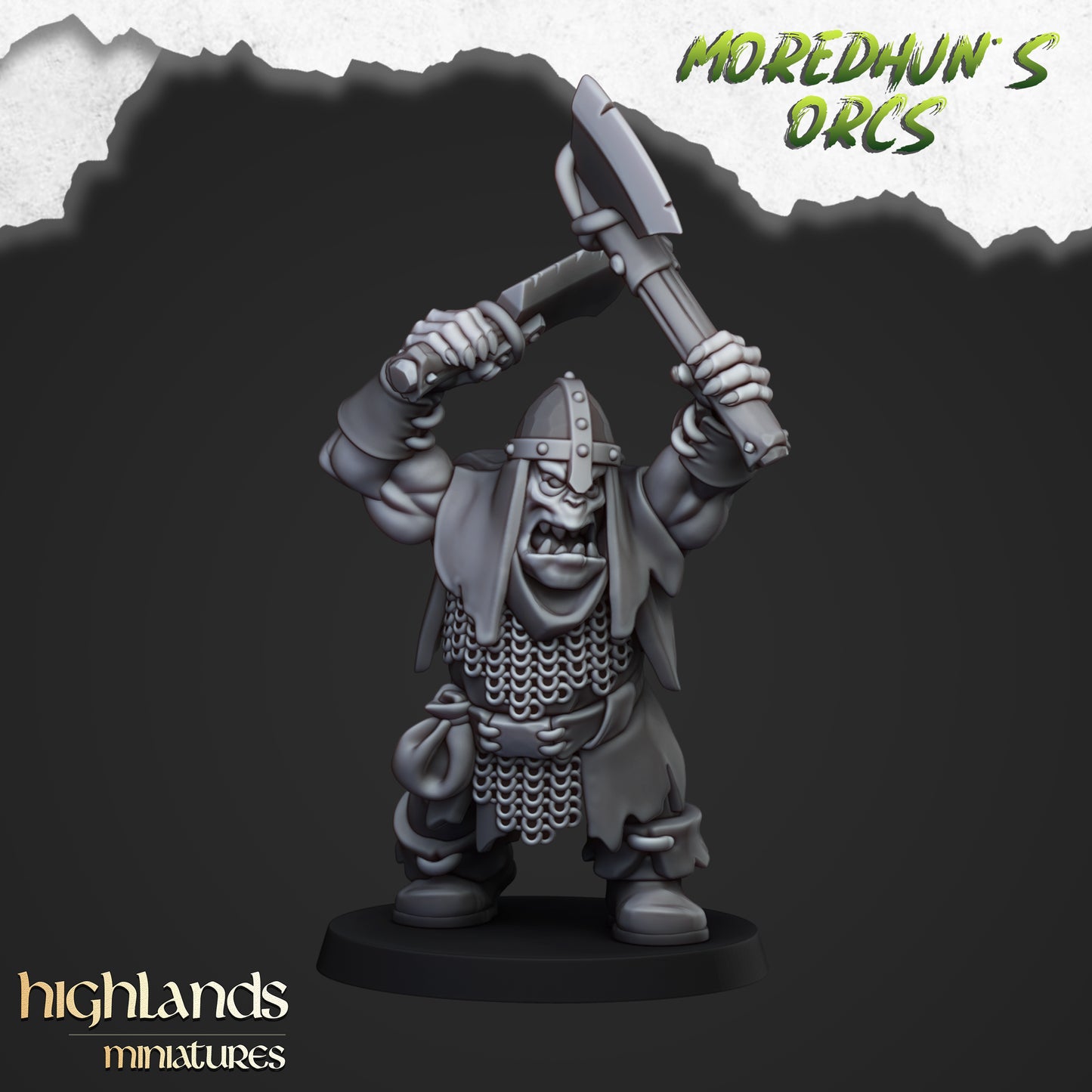 Guerriers orques avec armes de poing et lances - Highlands Miniatures