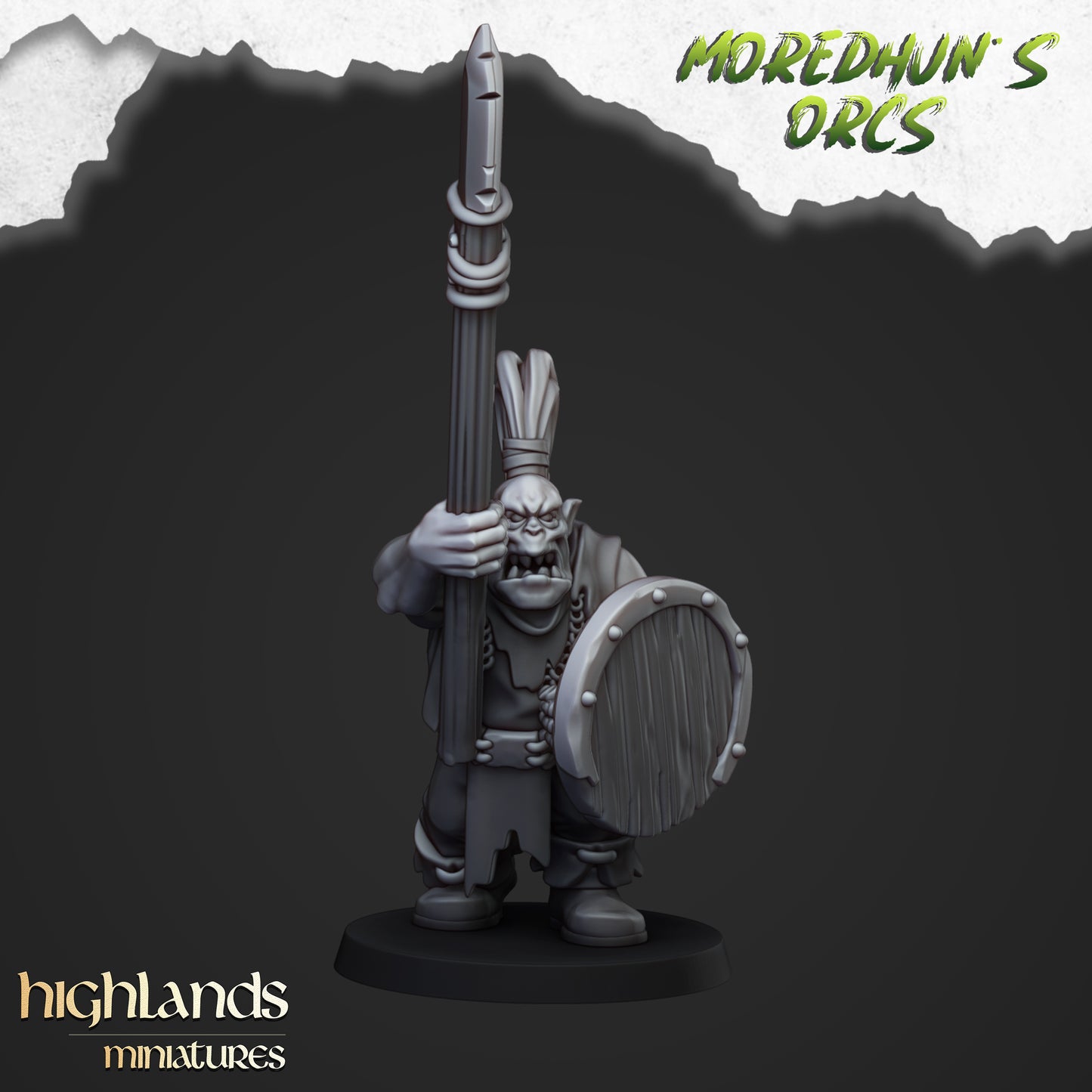 Guerriers orques avec armes de poing et lances - Highlands Miniatures