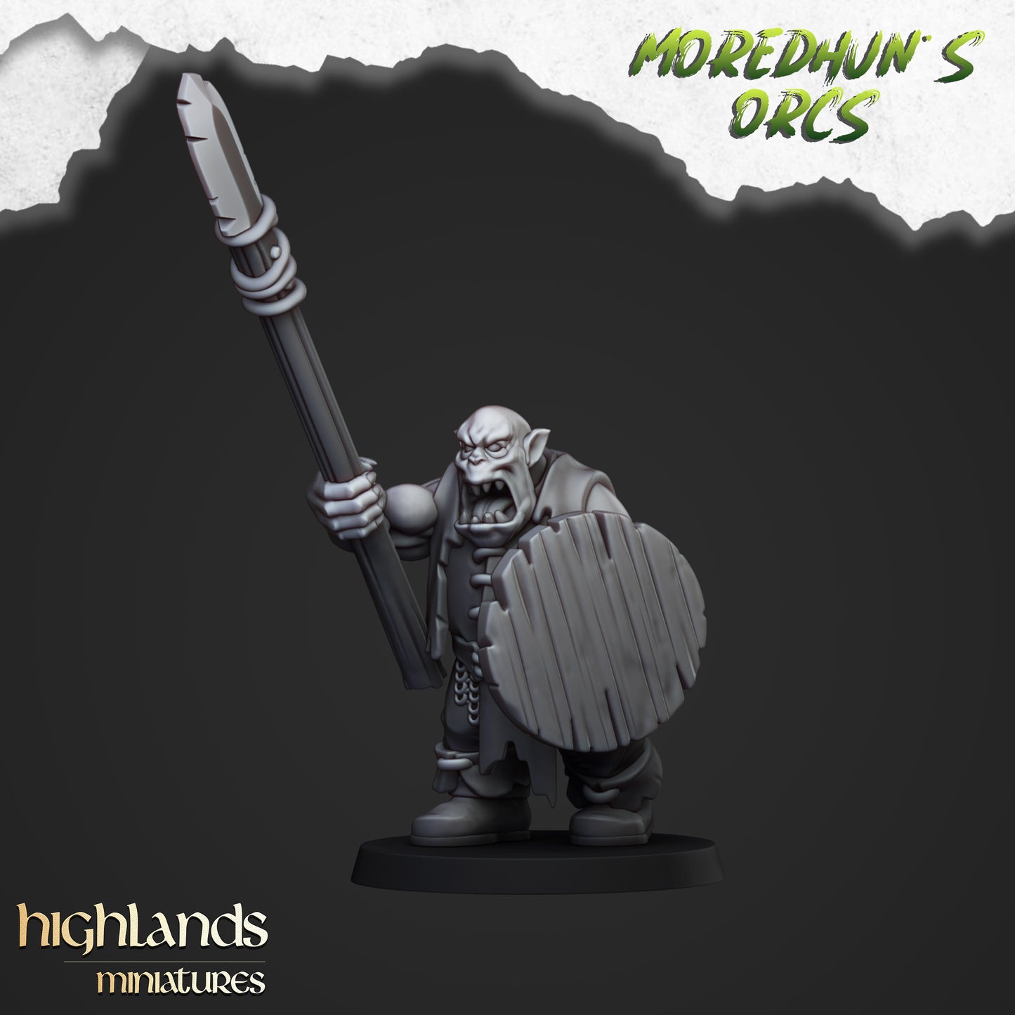 Guerriers orques avec armes de poing et lances - Highlands Miniatures