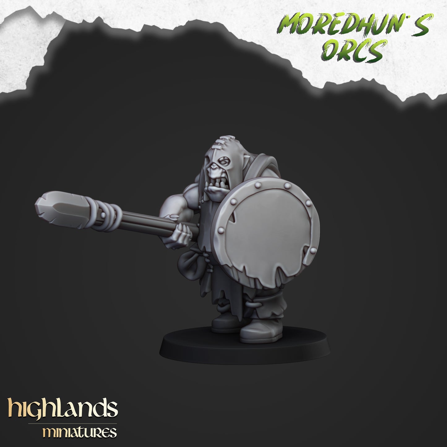 Guerriers orques avec armes de poing et lances - Highlands Miniatures