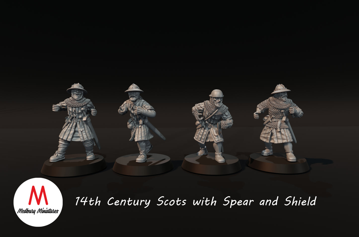 14th Century Scots with Spear and Shield - Medbury Miniatures