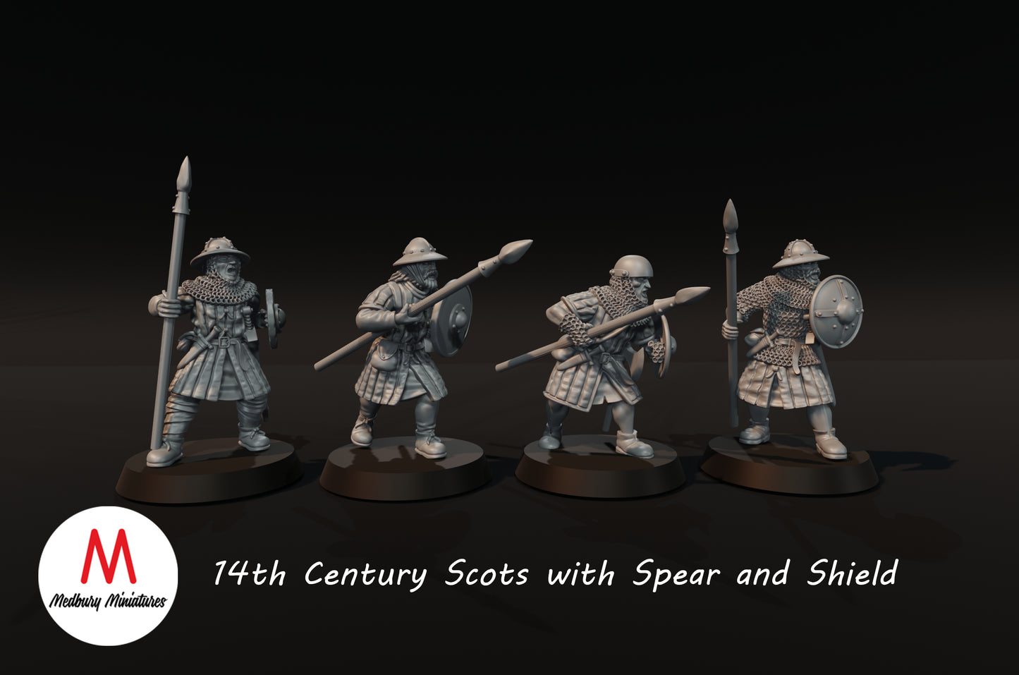 14th Century Scots with Spear and Shield - Medbury Miniatures