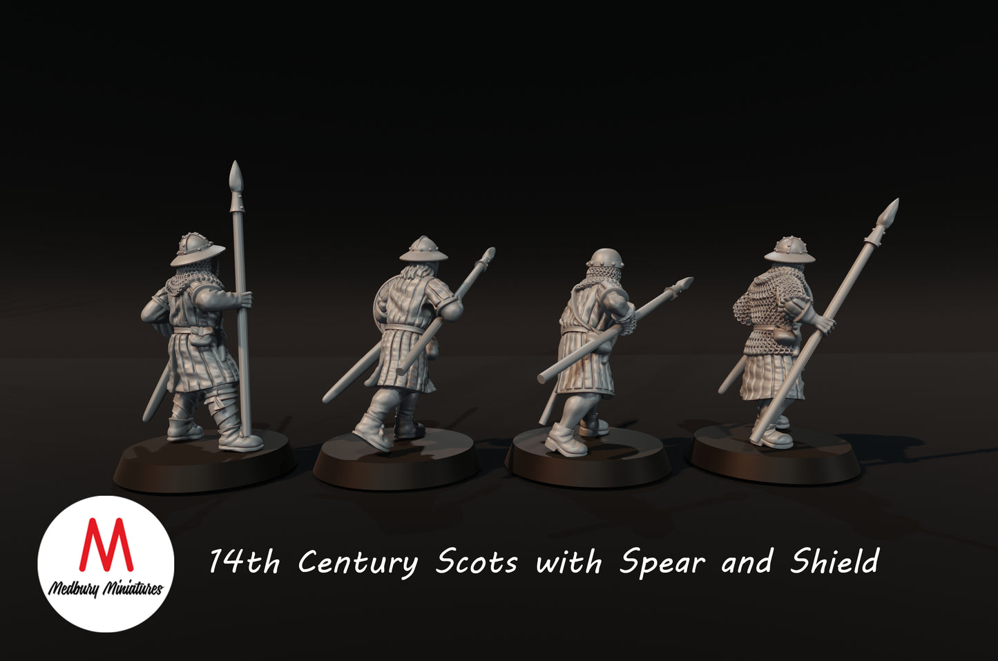 Schotten mit Speer und Schild aus dem 14. Jahrhundert - Medbury Miniatures