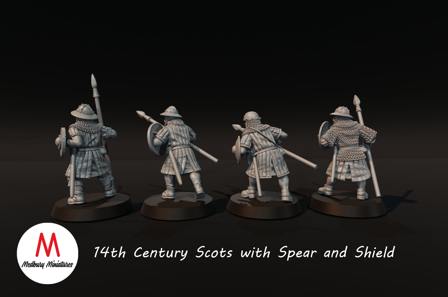 Schotten mit Speer und Schild aus dem 14. Jahrhundert - Medbury Miniatures