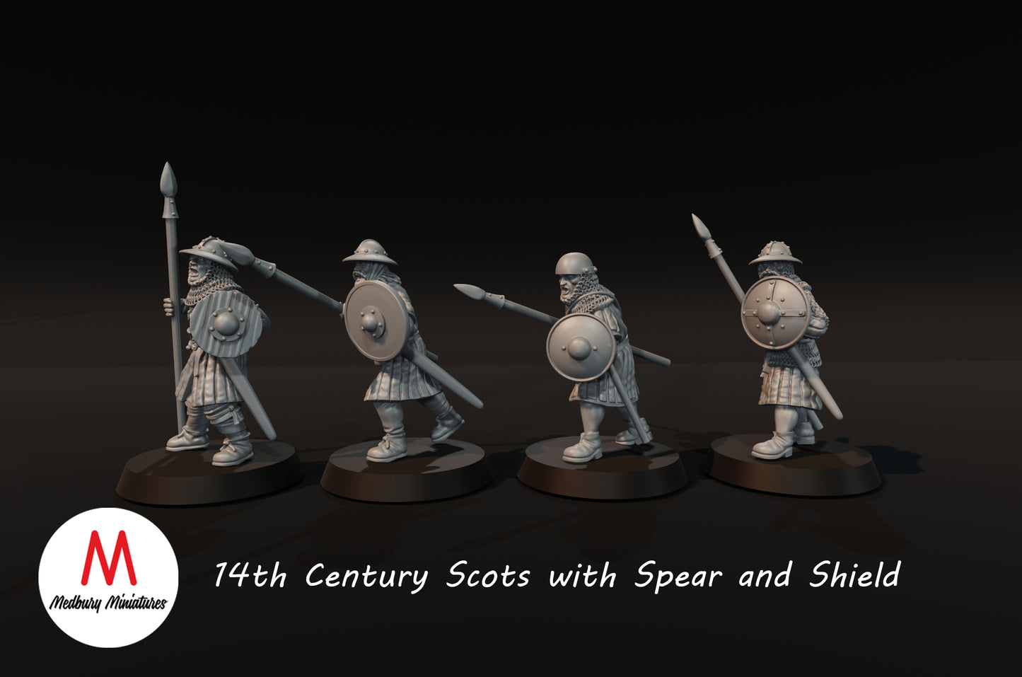 14th Century Scots with Spear and Shield - Medbury Miniatures