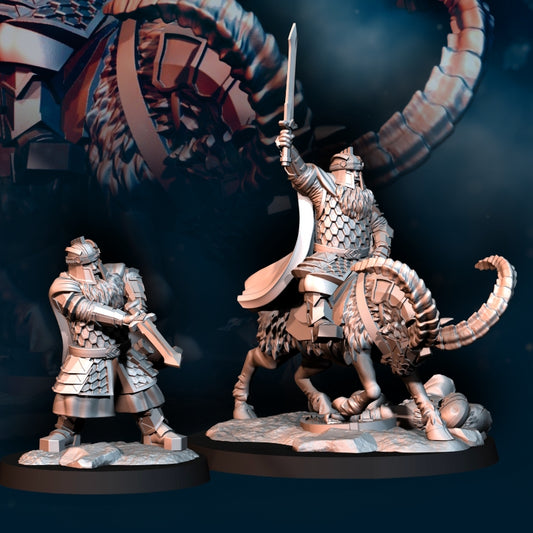 Silver Goat Dwarf Captain - Foot and Mounted - Davale Games