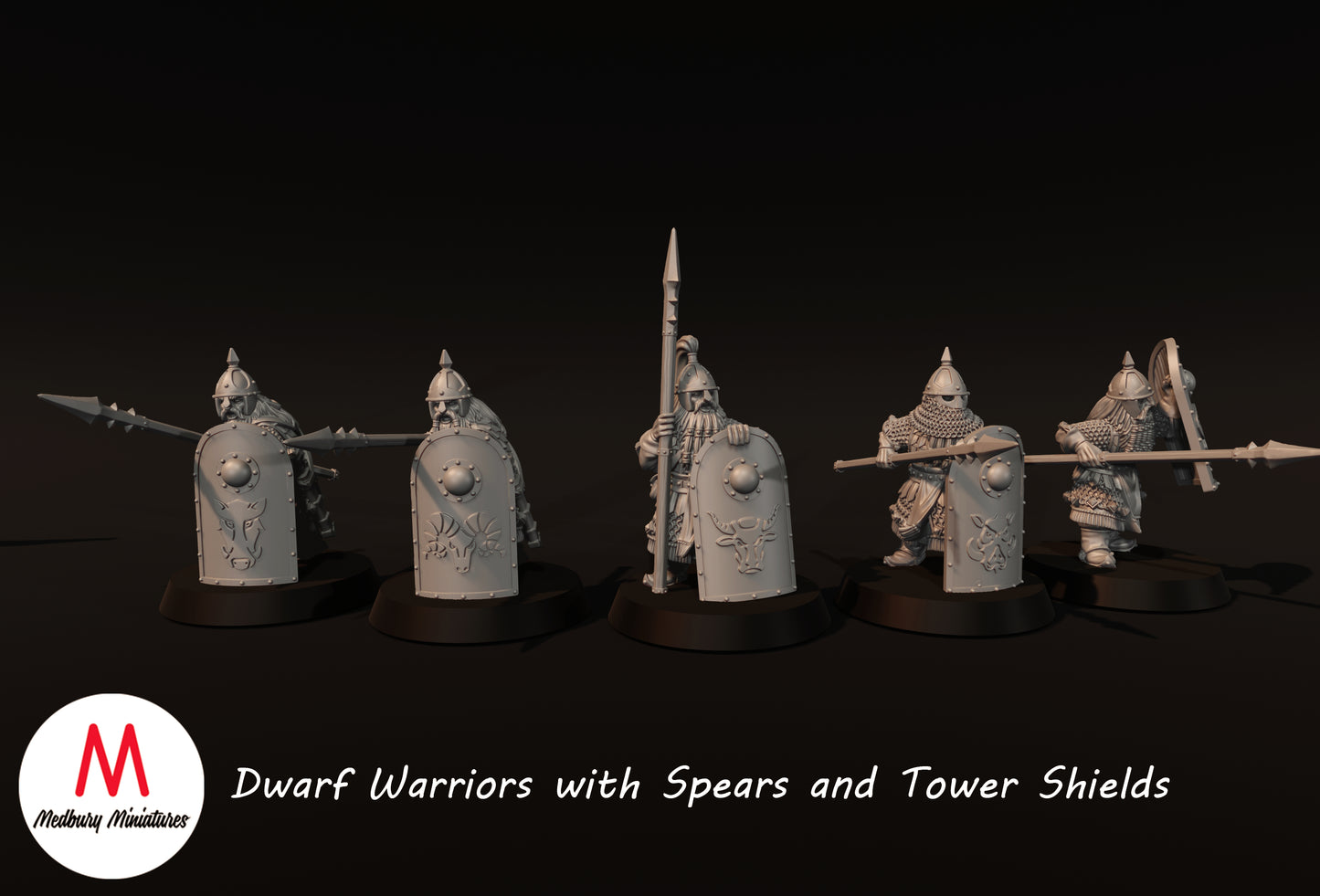 Dwarf Warriors with Spears - Medbury Miniatures