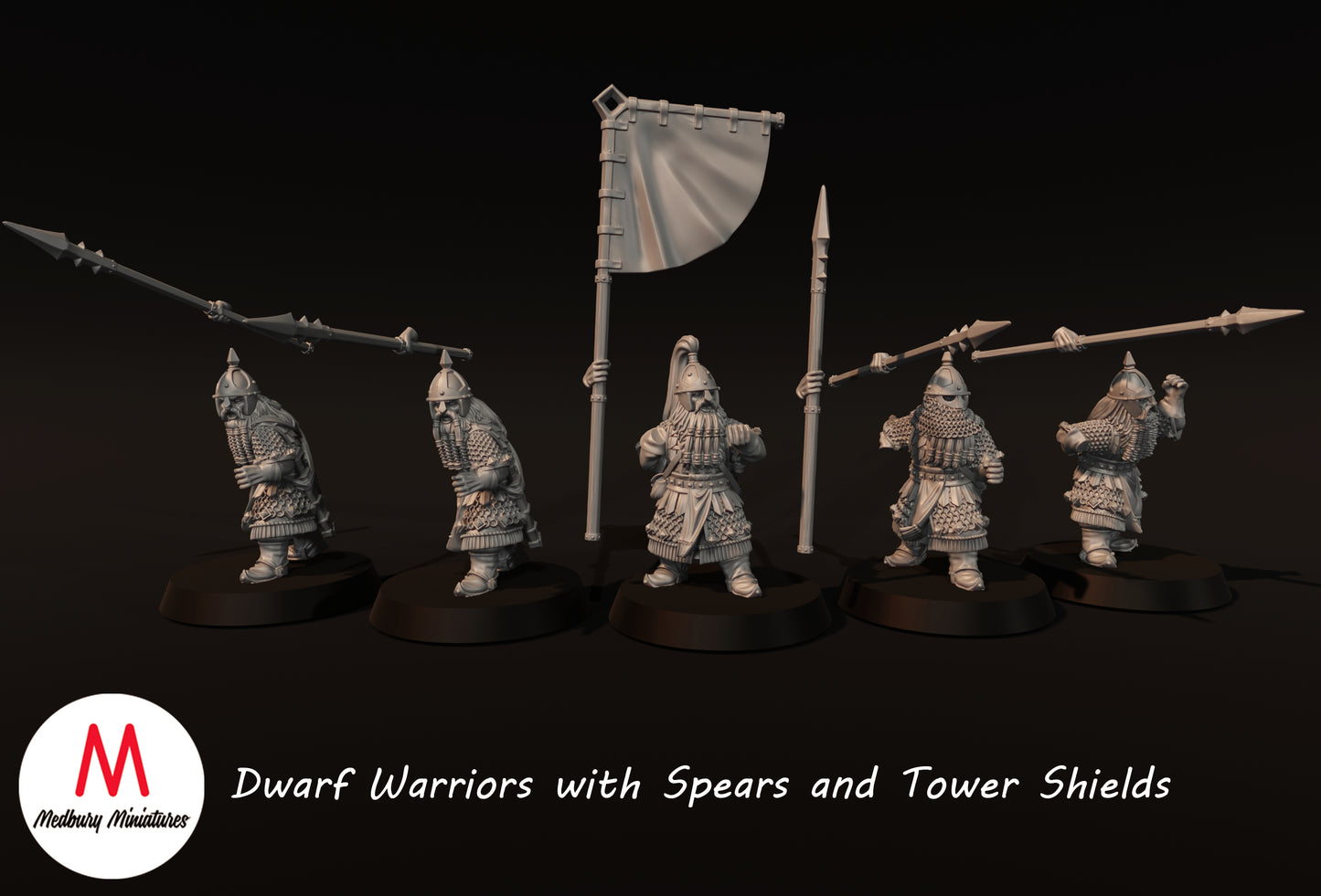 Dwarf Warriors with Spears - Medbury Miniatures