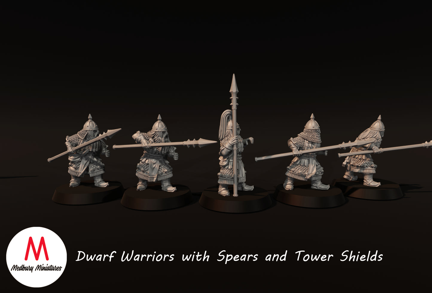 Dwarf Warriors with Spears - Medbury Miniatures