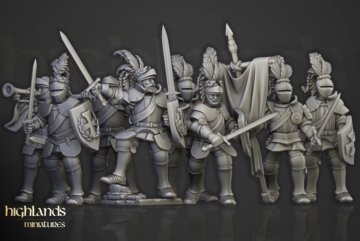 Sunland Knights on Foot- Highlands Miniatures