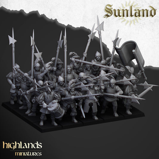 Troupes de Sunland avec hallebardes et lances - Highlands Miniatures