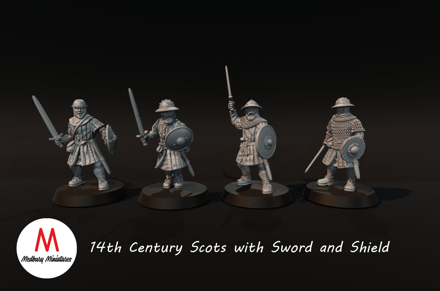 14th Century Scots with Sword and Shield - Medbury Miniatures