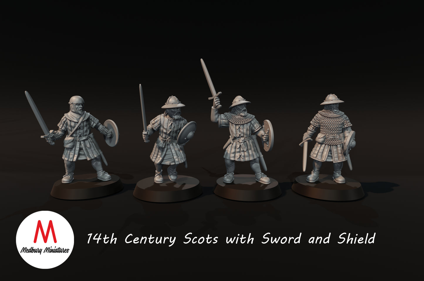 14th Century Scots with Sword and Shield - Medbury Miniatures