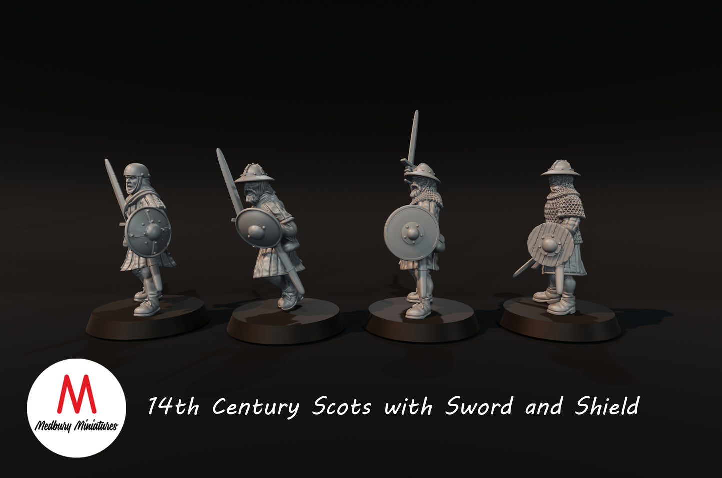 14th Century Scots with Sword and Shield - Medbury Miniatures