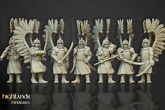 Winged Hussars on foot - Highlands Miniatures