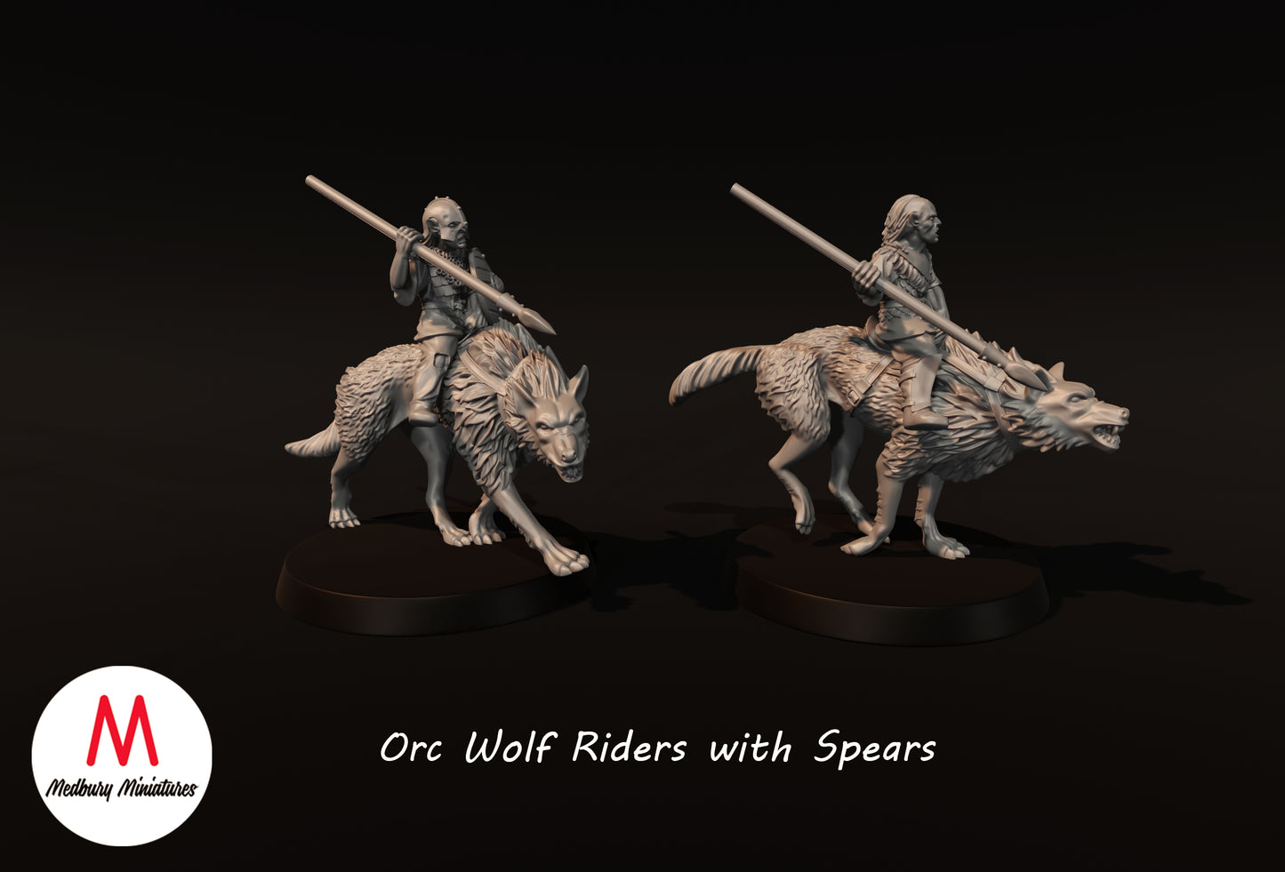 Orc wolf Riders with Spears - Medbury Miniatures