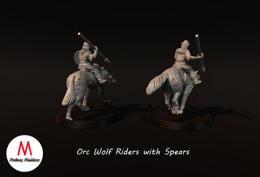 Orc wolf Riders with Spears - Medbury Miniatures