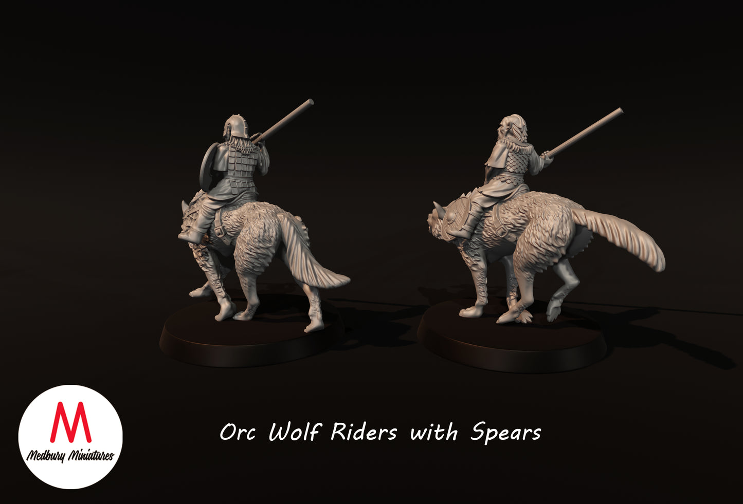 Ork-Wolf-Reiter mit Speeren - Medbury Miniatures