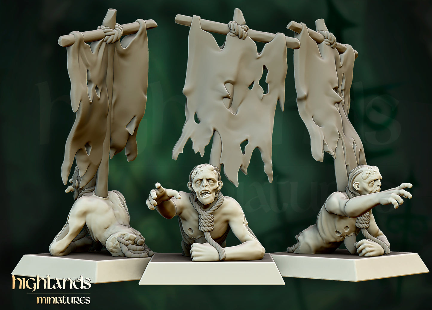 Groupe de commandement des zombies - Highlands Miniatures