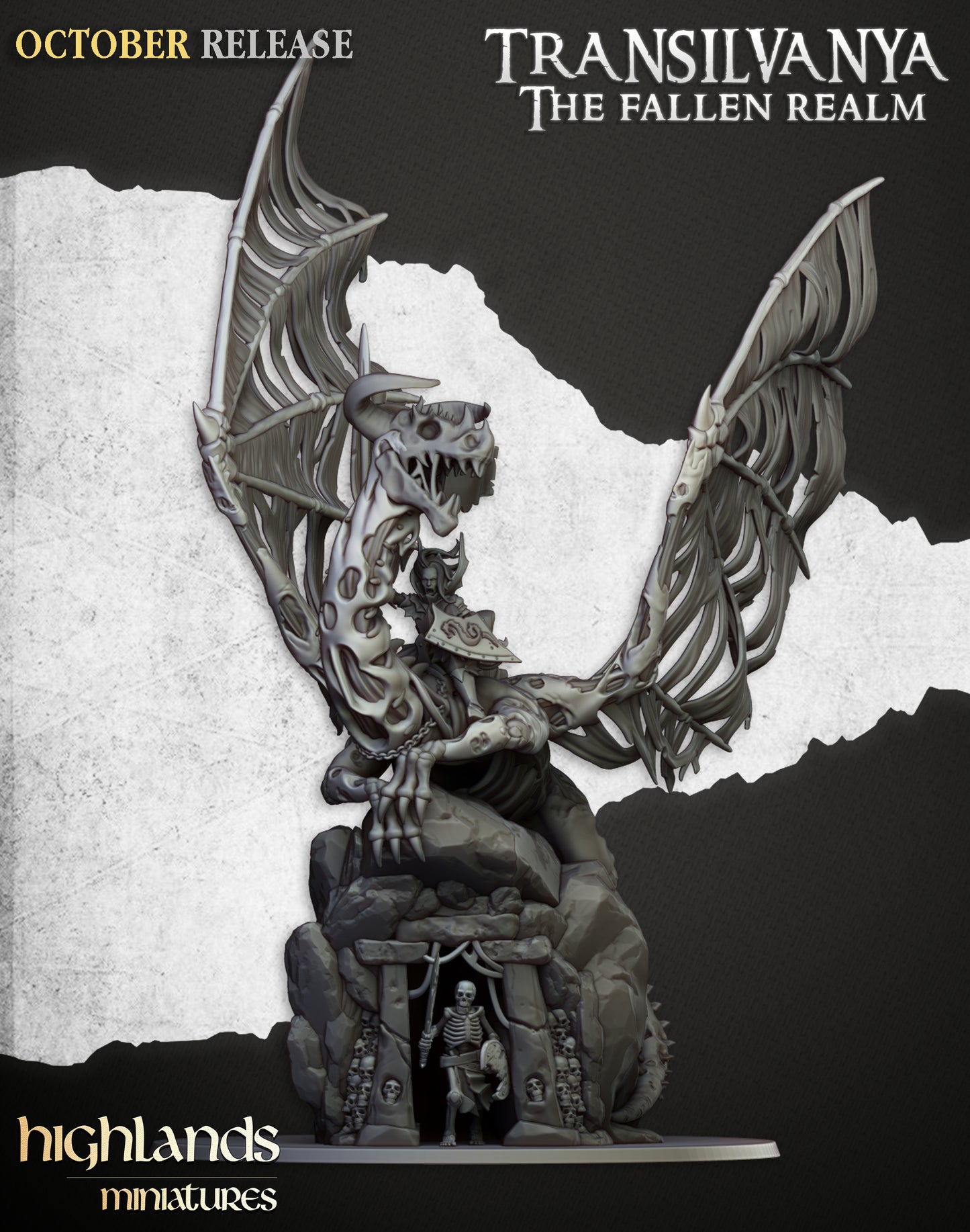 Dame vampire sur dragon zombie - Highlands Miniatures